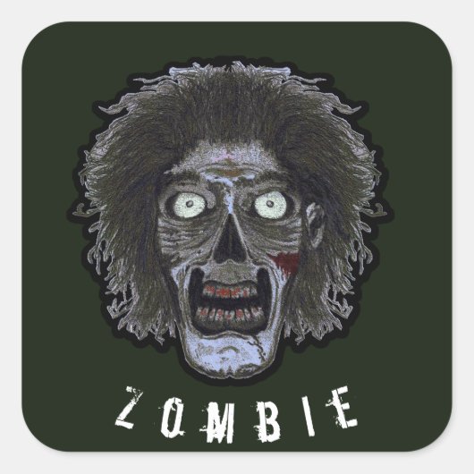 ZOMBIE-gezicht - kleurengezicht Vierkante Sticker (Voorkant)