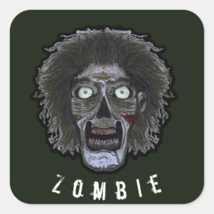 ZOMBIE-gezicht - kleurengezicht Vierkante Sticker