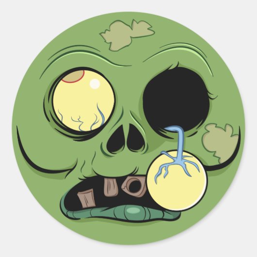 Zombie Gezicht met oog Popping Out Ronde Sticker (Voorkant)