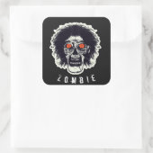 ZOMBIE-gezicht - Oranje ogen Vierkante Sticker (Tas)