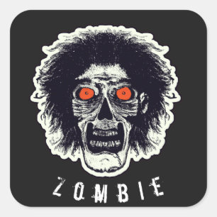 ZOMBIE-gezicht - Oranje ogen Vierkante Sticker