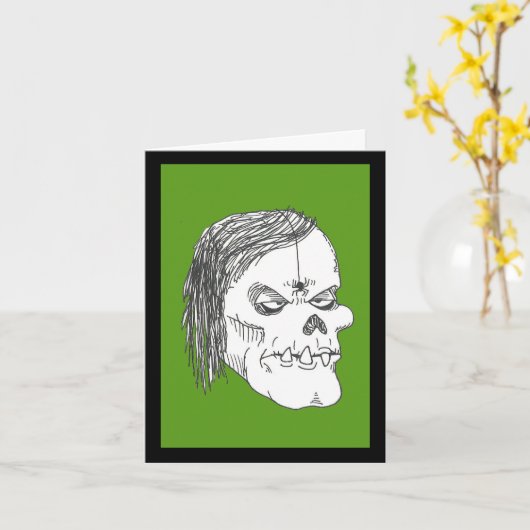 Zombie Ghoul met Bug Get-well Kaart (Gele Bloem)