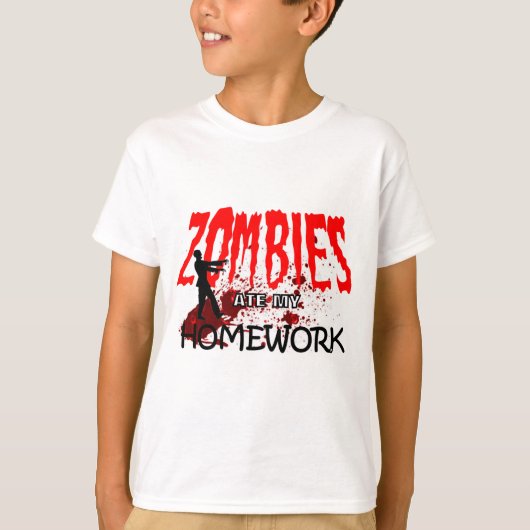 Zombie Gift Zombies Ate My Homework T-shirt (Voorkant)