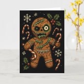 Zombie Gingerbread Man Christmas Zombie  Kaart (Gele Bloem)