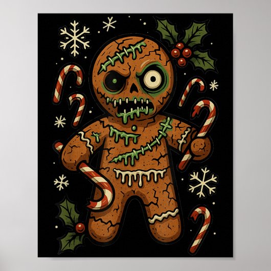 Zombie Gingerbread Man Christmas Zombie  Poster (Voorkant)
