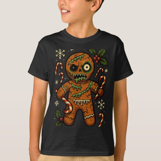 Zombie Gingerbread Man Christmas Zombie T Shirt  (Voorkant)
