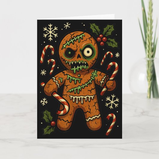 Zombie Gingerbread Man Christmas Zombie T Shirt Kaart (Voorkant)