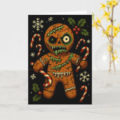 Zombie Gingerbread Man Christmas Zombie T Shirt Kaart (Gele Bloem)