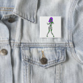 Zombie Girl Vierkante Button 5,1 Cm (In situ)