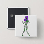 Zombie Girl Vierkante Button 5,1 Cm (Voorkant /achterkant)