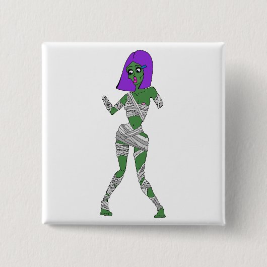 Zombie Girl Vierkante Button 5,1 Cm (Voorkant)