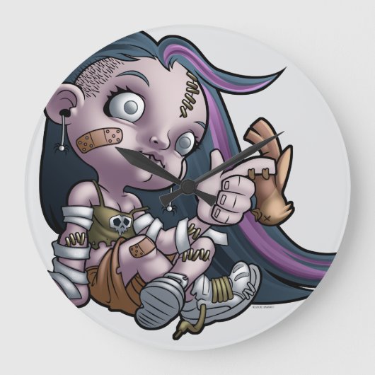 Zombie Girl Wall Clock Grote Klok (Voorkant)