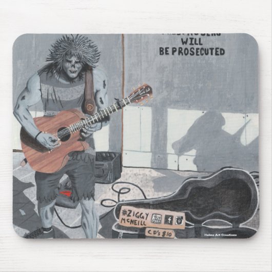 Zombie Gitaar Musicus Mousepad Muismat (Voorkant)