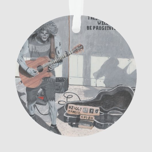 Zombie Gitaar Muziek Fantasy Art Acryl Ornament (achterkant)