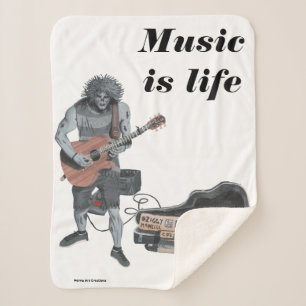Zombie Gitaar Muziek Fantasy Art Sherpa Blanket Deken