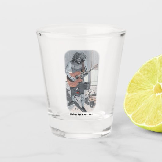 Zombie Gitaar Muzikant Fantasy Art Shot Glas (Voorkant)