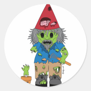 Zombie Gnome Ronde Sticker