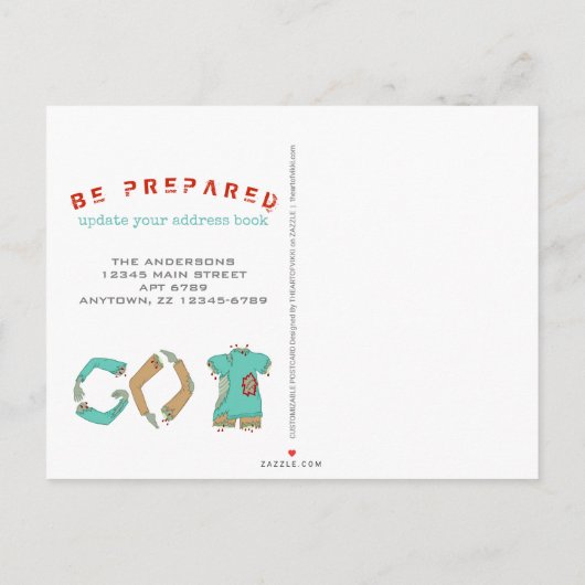 Zombie GO BACK Funny New Home Address Movement Aankondigingskaart (Achterkant)