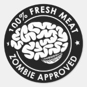 Zombie goedgekeurd omgekeerd ronde sticker (Voorkant)