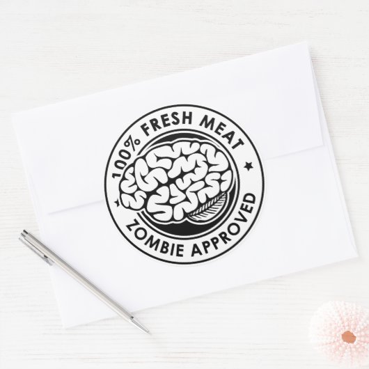 Zombie goedgekeurd ronde sticker (Envelop)