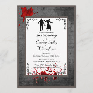 Zombie Gothic Elegant Wedding Invitation Kaart