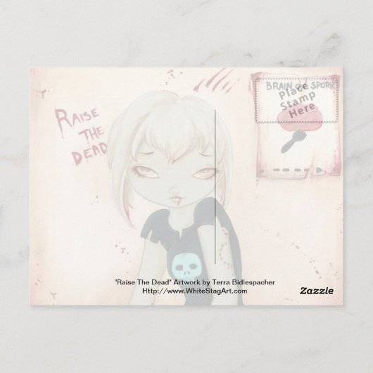 ZOMBIE GOTHIC meisje, lief Briefkaart (Achterkant)