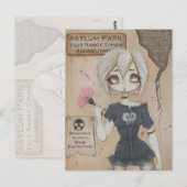 Zombie gothic meisje schattig briefkaart brein nie (Voorkant / Achterkant)