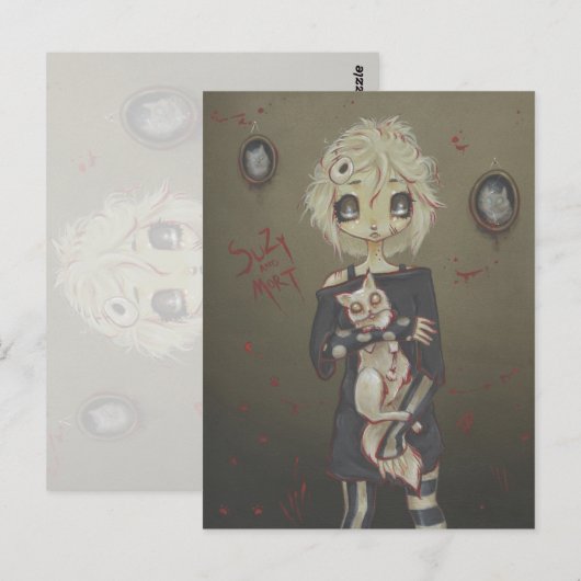 Zombie gothic meisje schattig briefkaart ondode ka (Voorkant / Achterkant)