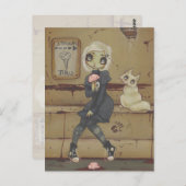 Zombie gothic meisje schattige briefkaart katteond (Voorkant / Achterkant)