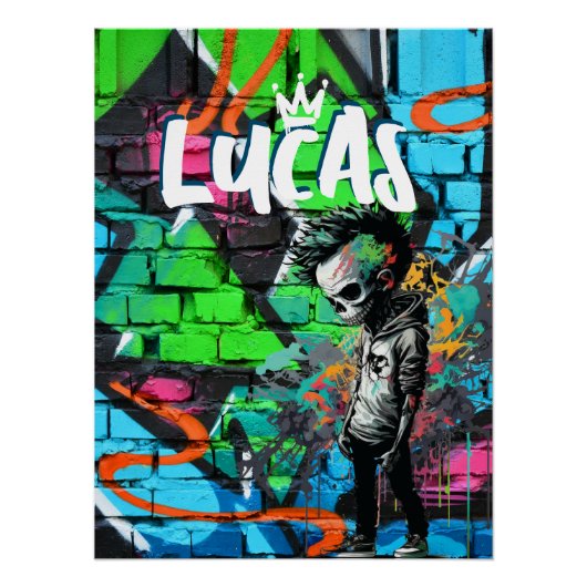 Zombie Graffiti Room Decor Monogram Dedeur Perfect Poster (Voorkant)