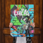 Zombie Graffiti Room Decor Monogram Dedeur Perfect Poster<br><div class="desc">Met een punk zombie jongen op een heldere, kleurrijke graffiti-achtergrond met je keuze van personalisatie. Ideaal voor studentenkamers, kinder kamers en nog veel meer. Maakt een geweldig statement stuk op je muur achter je bed. Voeg wat kleur aan om het even welke kinder ruimte met dit moderne poster toe. Maakt...</div>