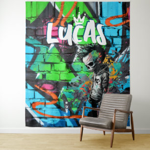 Zombie Graffiti Room Décor Monogram Tapestry Wandkleed