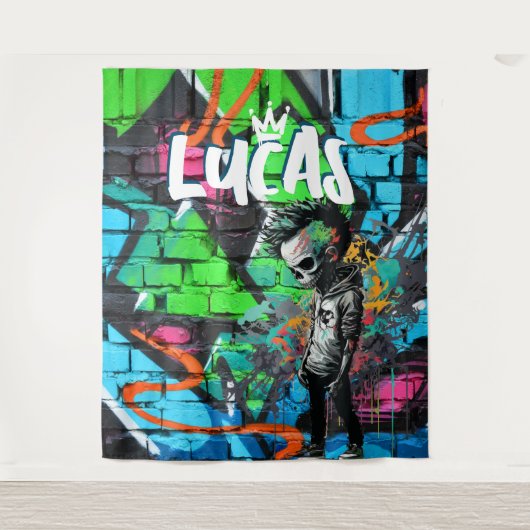 Zombie Graffiti Room Décor Monogram Tapestry Wandkleed (Voorkant)