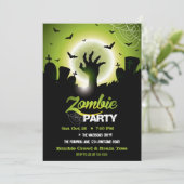 Zombie Graveyard Groene Halloween Kaart (Staand voorkant)