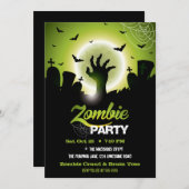 Zombie Graveyard Groene Halloween Kaart (Voorkant / Achterkant)