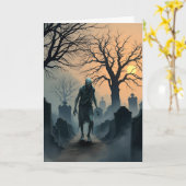 Zombie Graveyard Halloween Kaart (Gele Bloem)