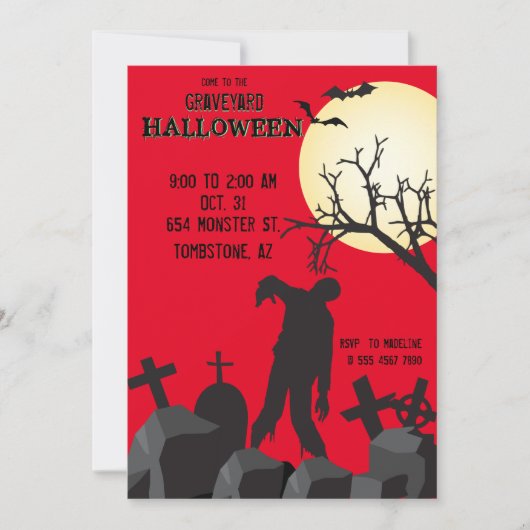 Zombie Graveyard Halloween Party Cemetary Kaart (Voorkant)