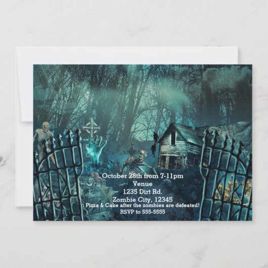 Zombie Graveyard Halloween Party Uitnodigingen (Achterkant)