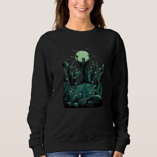 Zombie Graveyard Moon Skeleton For Mom and Dad Boy Trui (Voorkant)