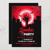 Zombie Graveyard Red Halloween Kaart (Voorkant / Achterkant)