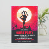 Zombie Graveyard Red Halloween Kaart (Staand voorkant)