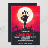 Zombie Graveyard Red Halloween Kaart (Voorkant / Achterkant)