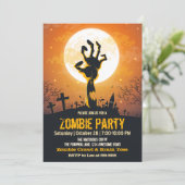 Zombie Graveyard Sinaasappel Halloween Kaart (Staand voorkant)