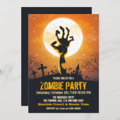 Zombie Graveyard Sinaasappel Halloween Kaart (Voorkant / Achterkant)