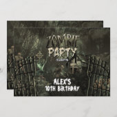 Zombie Graveyard Verjaardagsfeestje Uitnodigingen (Voorkant / Achterkant)