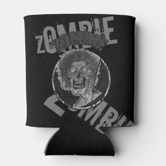 Zombie-grijs/zwart-gedempt uiterlijk grafisch blikjeskoeler (Achterkant)