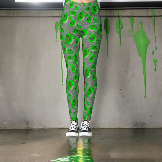 Zombie-groene slijmdonuts leggings
