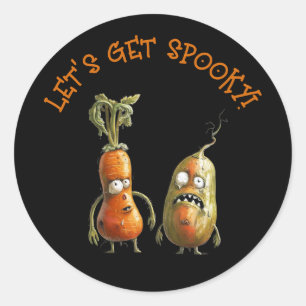 Zombie groenten zwart Halloween Ronde Sticker