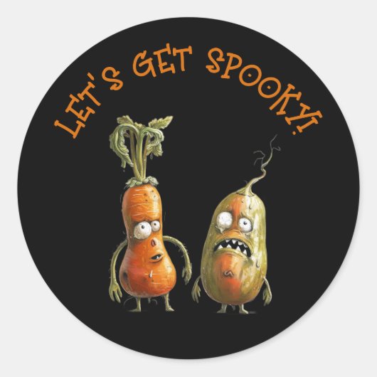 Zombie groenten zwart Halloween Ronde Sticker (Voorkant)