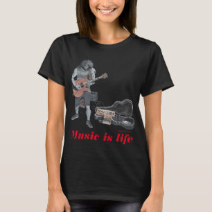 Zombie Guitar Akoestische Muzikant Fantasy Art Shi T-shirt
